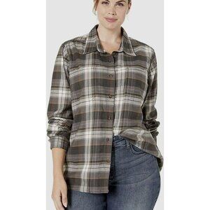 Carhartt Womens Shirt Top Sz 1X Rugged Flex Hamilton Flannel Gravel NWT